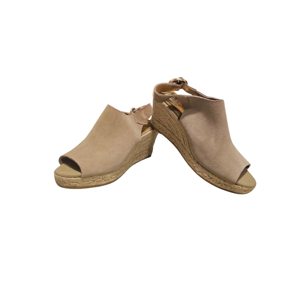 Kanna Tan Open Toe Slingback Wedges
